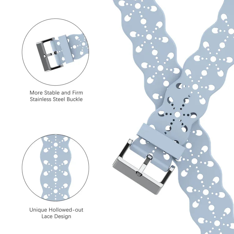 레이스 실리콘 시계줄, Apple Watch 시리즈용, 7 41mm / 6&SE&5&4 40mm / 3&2&1 38mm, 7 45mm / 6&SE&5&4 44mm / 3&2&1 42mm