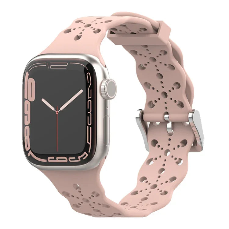 레이스 실리콘 시계줄, Apple Watch 시리즈용, 7 41mm / 6&SE&5&4 40mm / 3&2&1 38mm, 7 45mm / 6&SE&5&4 44mm / 3&2&1 42mm