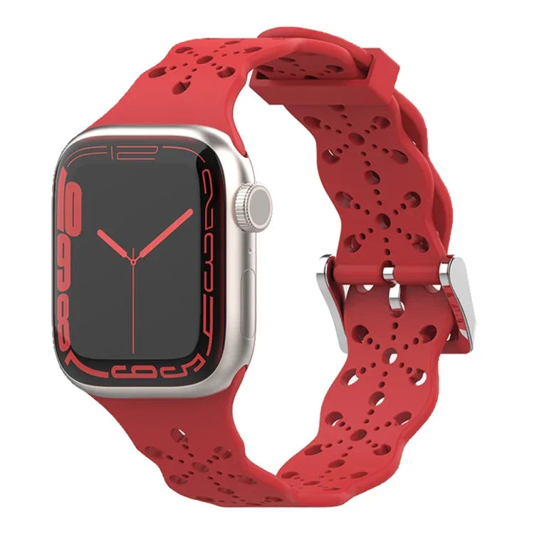 레이스 실리콘 시계줄, Apple Watch 시리즈용, 7 41mm / 6&SE&5&4 40mm / 3&2&1 38mm, 7 45mm / 6&SE&5&4 44mm / 3&2&1 42mm