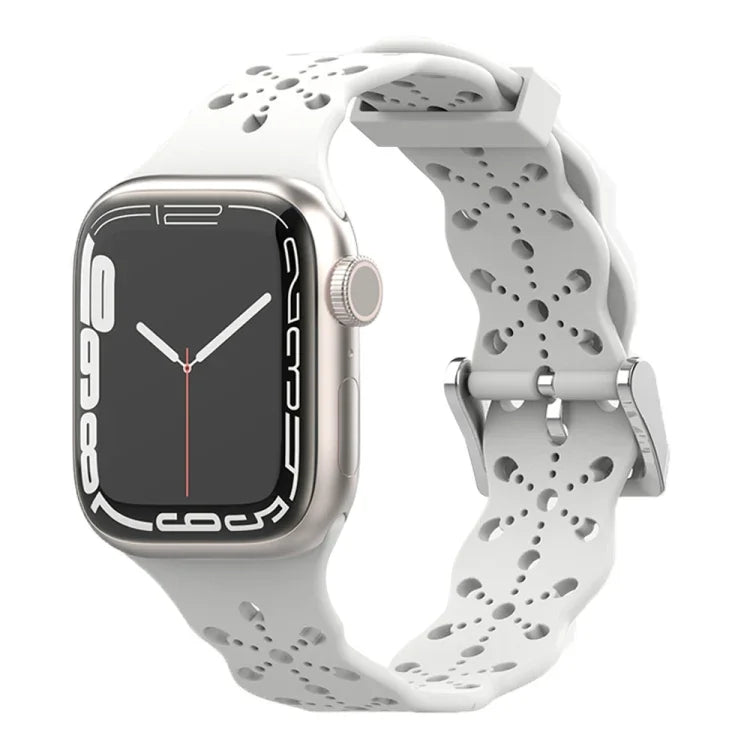 레이스 실리콘 시계줄, Apple Watch 시리즈용, 7 41mm / 6&SE&5&4 40mm / 3&2&1 38mm, 7 45mm / 6&SE&5&4 44mm / 3&2&1 42mm