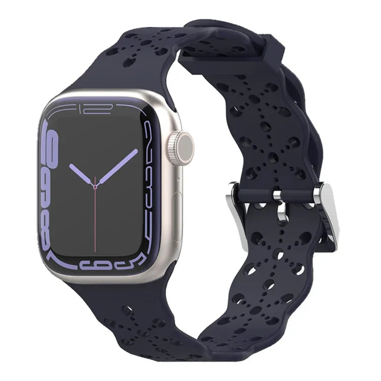 레이스 실리콘 시계줄, Apple Watch 시리즈용, 7 41mm / 6&SE&5&4 40mm / 3&2&1 38mm, 7 45mm / 6&SE&5&4 44mm / 3&2&1 42mm