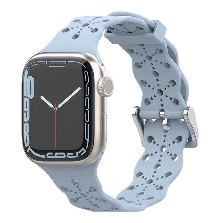 레이스 실리콘 시계줄, Apple Watch 시리즈용, 7 41mm / 6&SE&5&4 40mm / 3&2&1 38mm, 7 45mm / 6&SE&5&4 44mm / 3&2&1 42mm