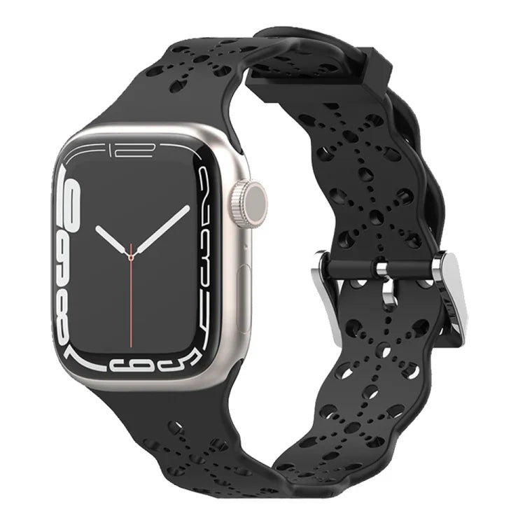 레이스 실리콘 시계줄, Apple Watch 시리즈용, 7 41mm / 6&SE&5&4 40mm / 3&2&1 38mm, 7 45mm / 6&SE&5&4 44mm / 3&2&1 42mm