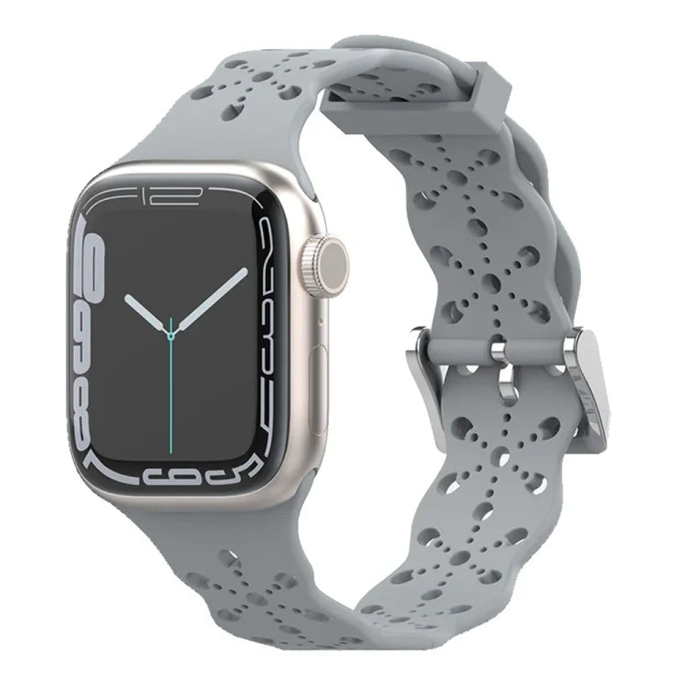 레이스 실리콘 시계줄, Apple Watch 시리즈용, 7 41mm / 6&SE&5&4 40mm / 3&2&1 38mm, 7 45mm / 6&SE&5&4 44mm / 3&2&1 42mm