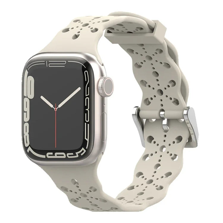 레이스 실리콘 시계줄, Apple Watch 시리즈용, 7 41mm / 6&SE&5&4 40mm / 3&2&1 38mm, 7 45mm / 6&SE&5&4 44mm / 3&2&1 42mm