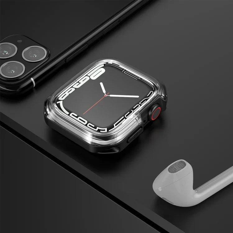 투명 투톤 아머 케이스, Apple Watch 시리즈 9 / 8 / 7 45mm용, Apple Watch 시리즈 9 / 8 / 7 41mm용, Apple Watch 시리즈 6 & SE & 5 & 4 44mm용, Apple Watch 시리즈 6 & SE & 5 & 4 40mm용