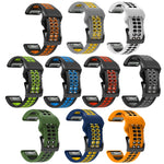 Dual Row Holes Two-color Silicone Watchband, 22mm, 26mm
