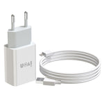 IVON AD-33 2-in-1 2.1A 싱글 USB 포트 여행용 충전기 + 1m USB to 8핀 데이터 케이블 세트, EU 플러그, US 플러그