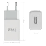 IVON AD-33 2-in-1 2.1A 싱글 USB 포트 여행용 충전기 + 1m USB to 8핀 데이터 케이블 세트, EU 플러그, US 플러그