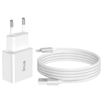 IVON AD-35 2-in-1 18W QC3.0 USB 포트 여행용 충전기 + 1m USB to 8핀 데이터 케이블 세트, EU 플러그, US 플러그