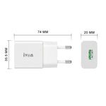 IVON AD-35 2-in-1 18W QC3.0 USB 포트 여행용 충전기 + 1m USB to 8핀 데이터 케이블 세트, EU 플러그, US 플러그