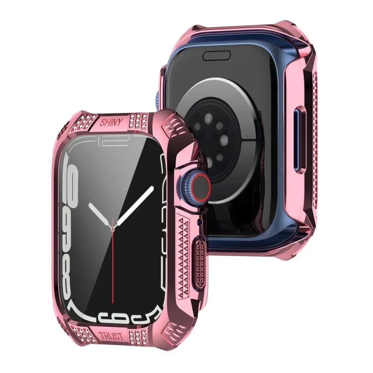 마름모 벨트 드릴 + 강화 필름 일체형 케이스, Apple Watch 시리즈 9 / 8 / 7 41mm용, Apple Watch 시리즈 9 / 8 / 7 45mm용