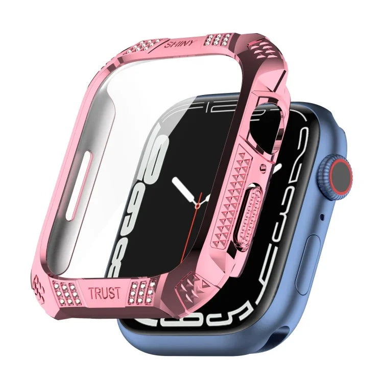 마름모 벨트 드릴 + 강화 필름 일체형 케이스, Apple Watch 시리즈 9 / 8 / 7 41mm용, Apple Watch 시리즈 9 / 8 / 7 45mm용