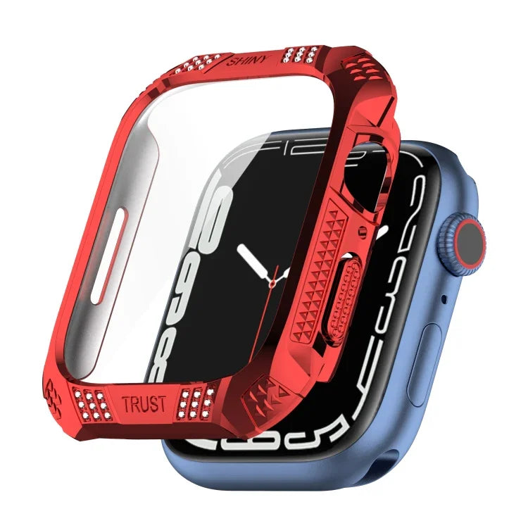 마름모 벨트 드릴 + 강화 필름 일체형 케이스, Apple Watch 시리즈 9 / 8 / 7 41mm용, Apple Watch 시리즈 9 / 8 / 7 45mm용