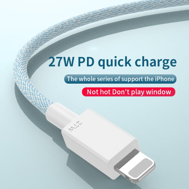27W PD USB-C / Type-C to 8 핀 고속 충전 브레이디드 데이터 케이블, 케이블 길이: 1m, 27W