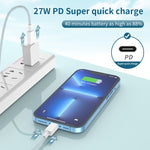 27W PD USB-C / Type-C to 8 핀 고속 충전 브레이디드 데이터 케이블, 케이블 길이: 1m, 27W