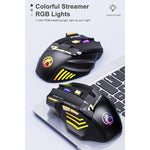 iMICE GW-X7 2.4G + 블루투스 듀얼 모드 7버튼 무소음 충전식 무선 게이밍 마우스 컬러풀 RGB 조명, GW-X7 2.4G + 블루투스