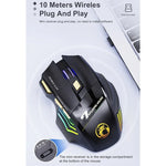 iMICE GW-X7 2.4G + 블루투스 듀얼 모드 7버튼 무소음 충전식 무선 게이밍 마우스 컬러풀 RGB 조명, GW-X7 2.4G + 블루투스