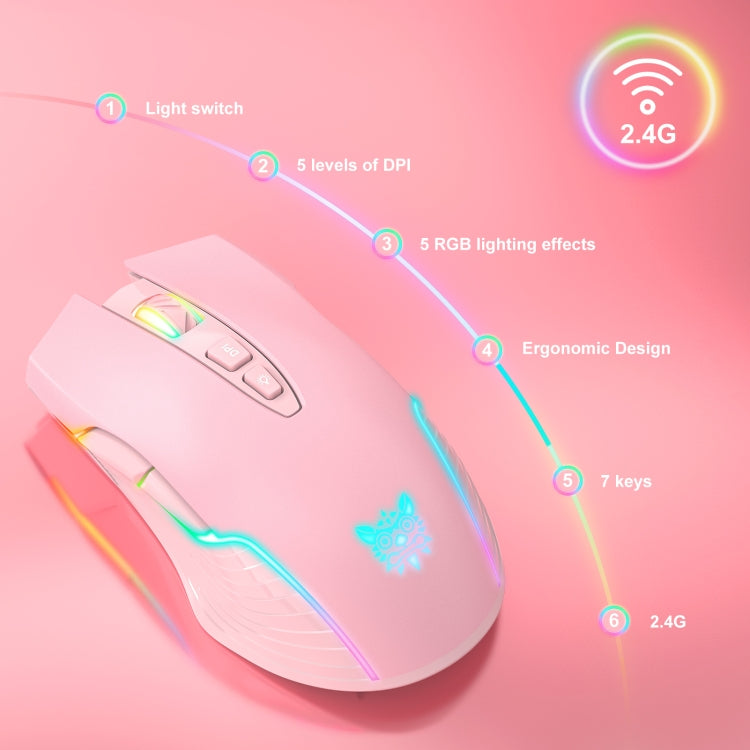 ONIKUMA CW905 2.4G RGB 조명 무선 마우스, CW905 무선 마우스(검정), CW905 무선 마우스(분홍), CW905 무선 마우스(회백)