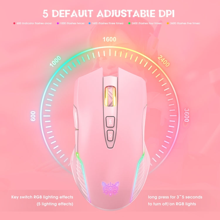 ONIKUMA CW905 2.4G RGB 조명 무선 마우스, CW905 무선 마우스(검정), CW905 무선 마우스(분홍), CW905 무선 마우스(회백)