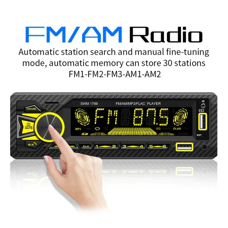 SWM-1789 자동차 라디오 수신기 블루투스 5.1 MP3 플레이어 리모컨 포함, SWM-1789