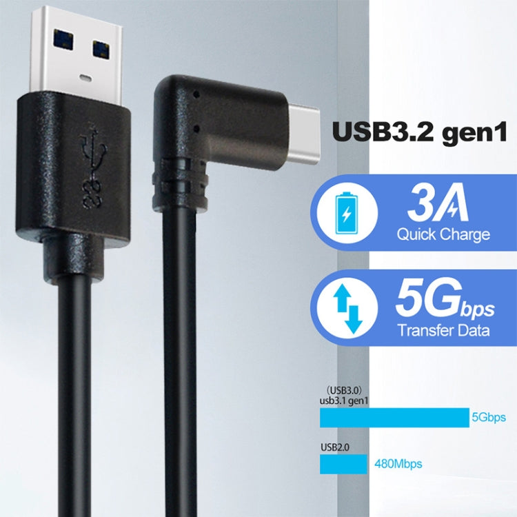 USB 3.2 Gen1 Type-C to USB 3.2 Gen1 Type-C 단일 엘보 VR 링크 케이블 Oculus Quest 1 / 2용, 3m 단일 엘보