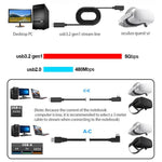 USB 3.2 Gen1 Type-C to USB 3.2 Gen1 Type-C 단일 엘보 VR 링크 케이블 Oculus Quest 1 / 2용, 3m 단일 엘보