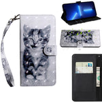 3D Painting Pattern Coloured Drawing Leather Phone Case, For iPhone 13 Pro Max, For iPhone 13 Pro, For iPhone 13, For iPhone 13 mini