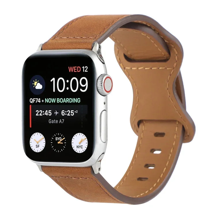 애플 워치 시리즈용 크레이지 호스 가죽 나비 버클 시계줄, 7 41mm / 6&SE&5&4 40mm / 3&2&1 38mm, 7 45mm / 6&SE&5&4 44mm / 3&2&1 42mm