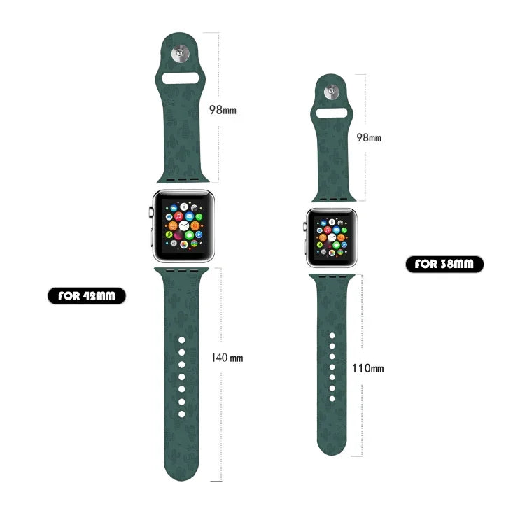 애플 워치 시리즈용 선인장 무늬 실리콘 시계줄, 7 41mm / 6&SE&5&4 40mm / 3&2&1 38mm, 7 45mm / 6&SE&5&4 44mm / 3&2&1 42mm