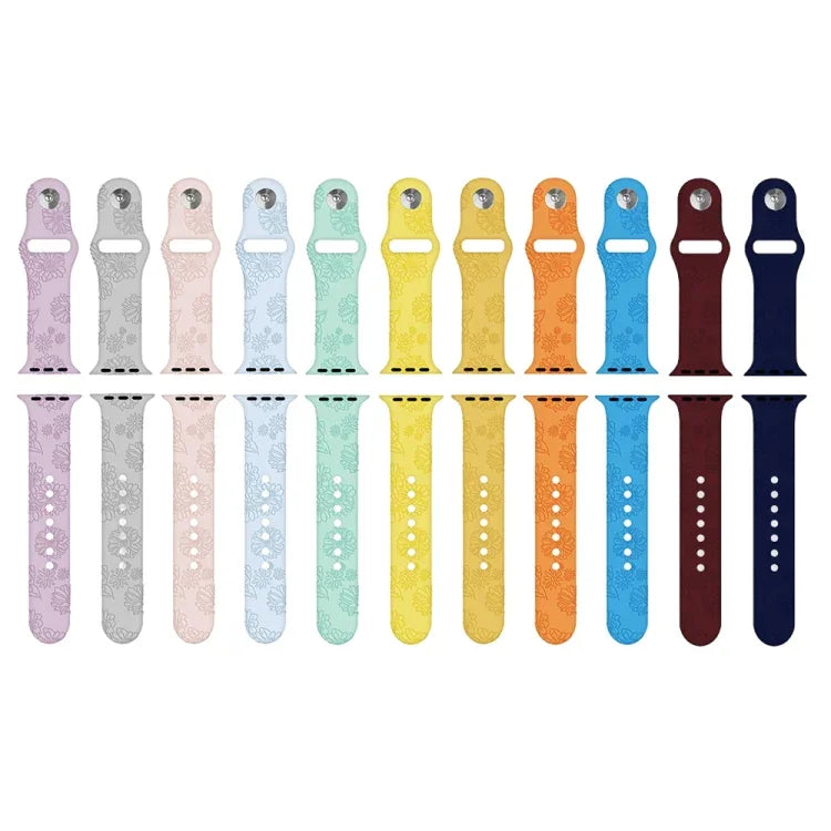 애플 워치 시리즈용 해바라기 무늬 실리콘 시계줄, 7 41mm / 6&SE&5&4 40mm / 3&2&1 38mm, 7 45mm / 6&SE&5&4 44mm / 3&2&1 42mm
