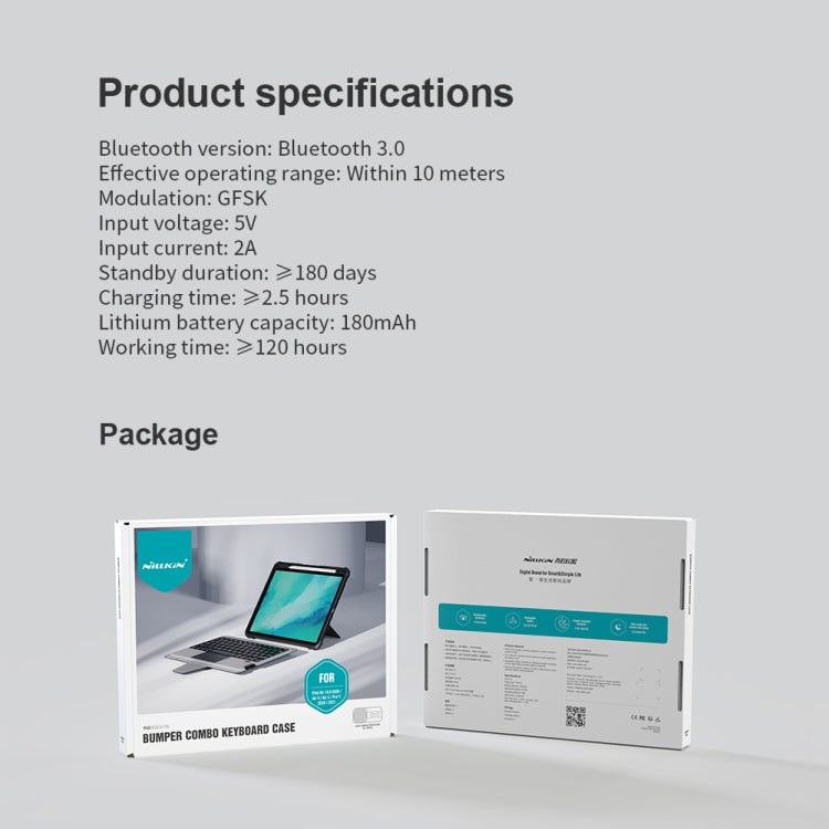 NILLKIN 블루투스 터치 키보드 스마트 보호 태블릿 케이스, iPad Air 10.9 2020 / Air 4 / Air 5 / Pro 11 2020 / 2021 / 2022용