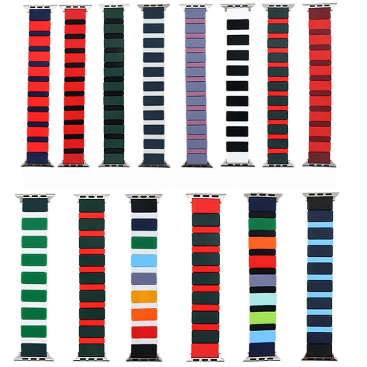 애플 워치 시리즈용 실리콘 스플라이싱 시계줄, 7 41mm / 6&SE&5&4 40mm / 3&2&1 38mm, 7 45mm / 6&SE&5&4 44mm / 3&2&1 42mm