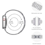 애플 워치 시리즈용 4열 다이아몬드 세팅 메탈 시계줄, 7 41mm / 6&SE&5&4 40mm / 3&2&1 38mm, 7 45mm / 6&SE&5&4 44mm / 3&2&1 42mm