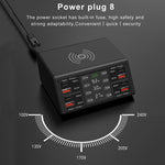 838w 9 in 1 100W 4 PD 3.0 USB-C / Type-C + 4 QC 3.0 USB 포트 스마트 디지털 디스플레이 무선 충전기, EU 플러그, US 플러그, UK 플러그, AU 플러그
