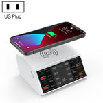 838w 9 in 1 100W 4 PD 3.0 USB-C / Type-C + 4 QC 3.0 USB 포트 스마트 디지털 디스플레이 무선 충전기, EU 플러그, US 플러그, UK 플러그, AU 플러그