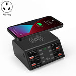 838w 9 in 1 100W 4 PD 3.0 USB-C / Type-C + 4 QC 3.0 USB 포트 스마트 디지털 디스플레이 무선 충전기, EU 플러그, US 플러그, UK 플러그, AU 플러그