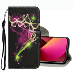 Coloured Drawing Pattern Leather Phone Case, For iPhone 13 mini, For iPhone 13, For iPhone 13 Pro