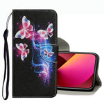 Coloured Drawing Pattern Leather Phone Case, For iPhone 13 mini, For iPhone 13, For iPhone 13 Pro