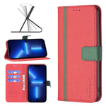 BF13 Color Matching Cross Texture Leather Phone Case, For iPhone 13 Pro Max
