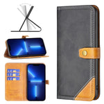 BF12 Color Matching Double Line Leather Phone Case, For iPhone 13 Pro Max