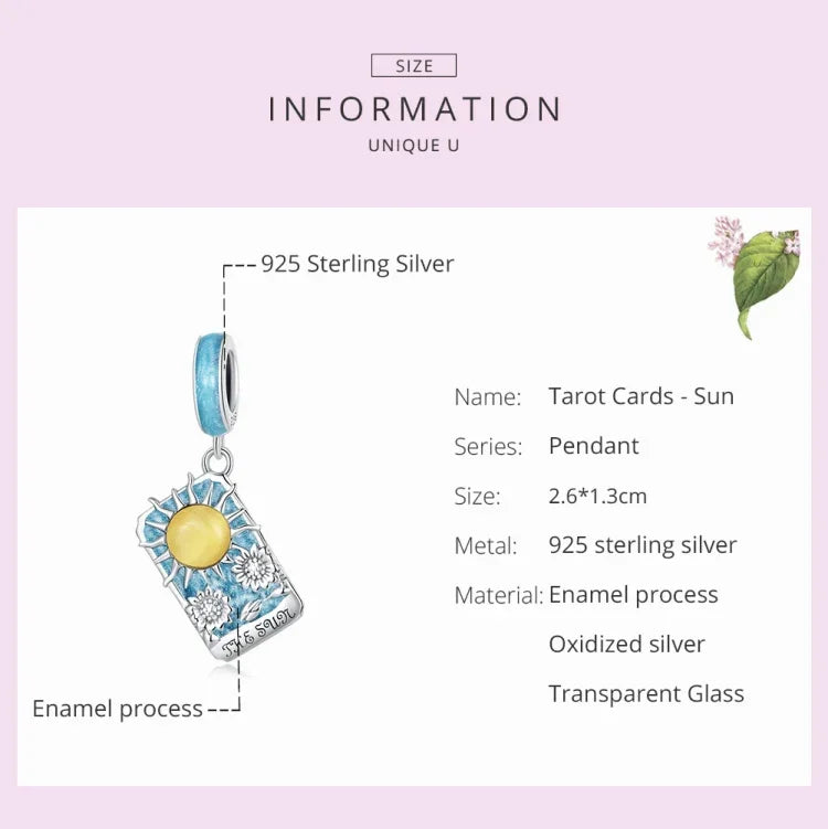 S925 스털링 실버 타로 태양 펜던트 DIY 팔찌 목걸이 액세서리, 타로 태양