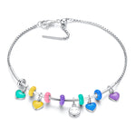 S925 Sterling Silver Heart Pendant DIY Bracelet Necklace Accessories, Heart Pendant (Yellow), Heart Pendant (Blue), Heart Pendant (Pink), Heart Pendant (Purple)
