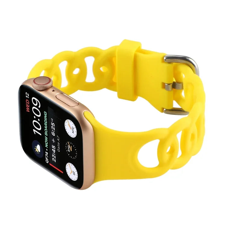 Hollow Silicone Watch Band For Apple Watch Series, 7 41mm / 6&SE&5&4 40mm / 3&2&1 38mm, 7 45mm / 6&SE&5&4 44mm / 3&2&1 42mm