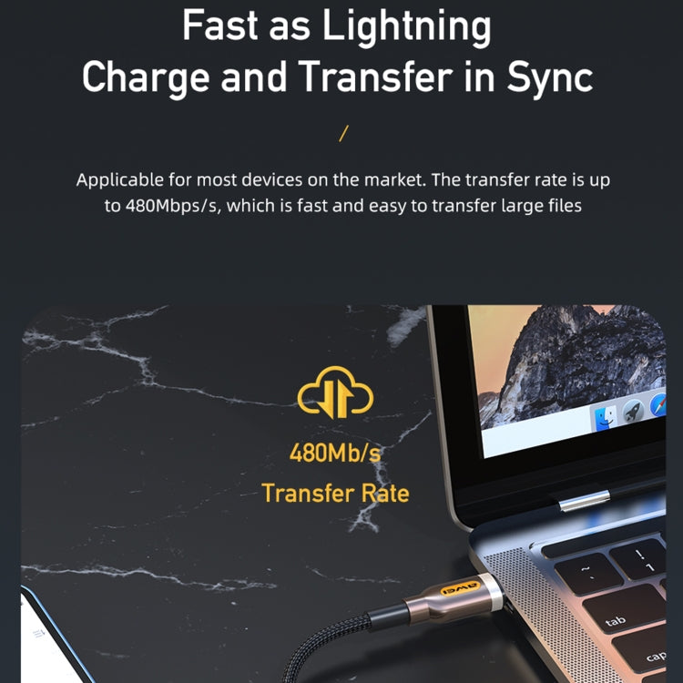awei CL-125L Type-C / USB-C to 8핀 고속 충전 데이터 케이블, 길이: 1m