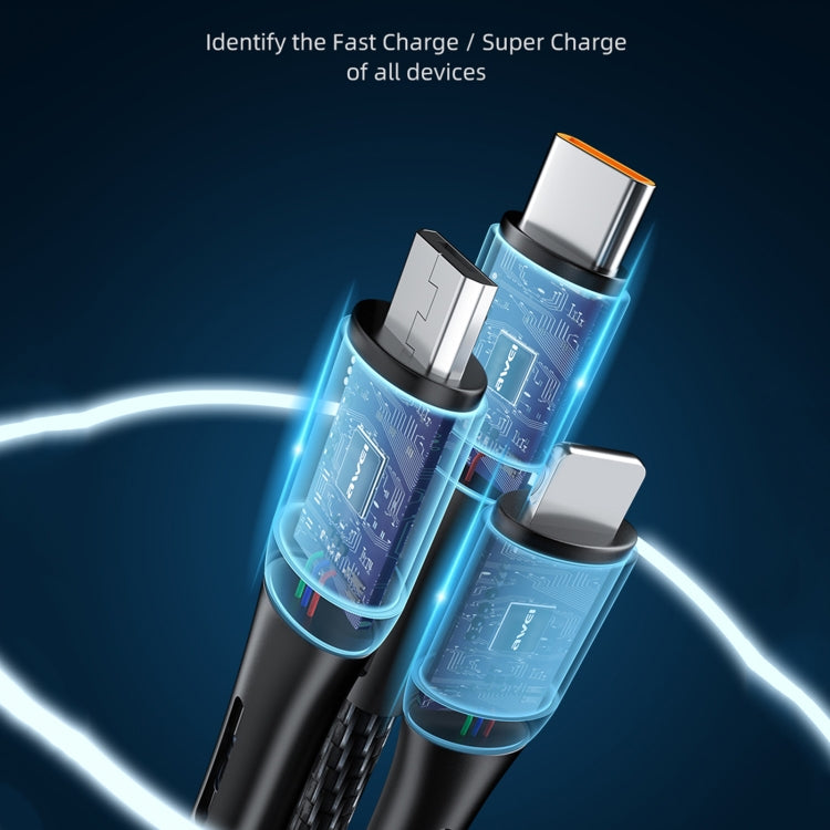 awei CL-972 Type-C / USB-C + 8핀 + 마이크로 USB 3-in-1 고속 충전 데이터 케이블, 길이: 1.2m