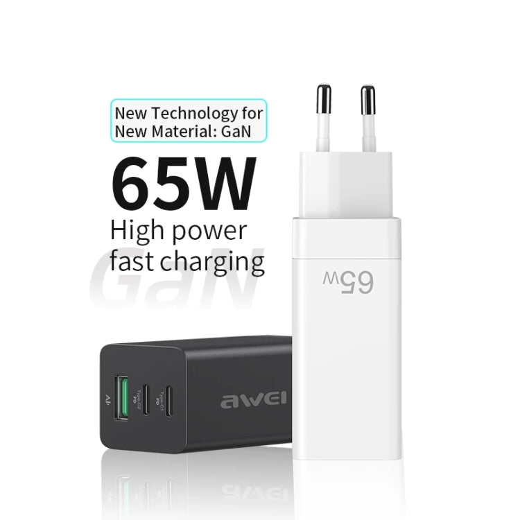 awei PD9 65W GaN 고속 충전 여행용 충전기, EU 플러그