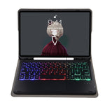 A07B-AS 양가죽 펜 슬롯 터치패드 블루투스 키보드 가죽 태블릿 케이스, iPad 9.7 2018&2017 / Pro 9.7 / Air 2용, iPad 10.2 2021&2020&2019/Air 2019/Pro 10.5용, iPad Air 11 2025 / 2024 / Air 2022&2020 / Pro 11 2021&2020&2018용