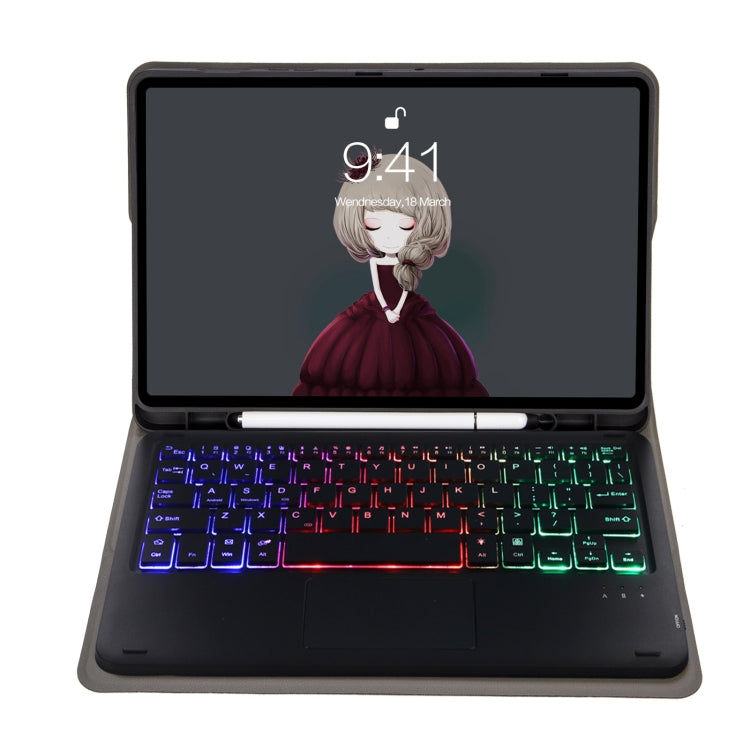 A07B-AS 양가죽 펜 슬롯 터치패드 블루투스 키보드 가죽 태블릿 케이스, iPad 9.7 2018&2017 / Pro 9.7 / Air 2용, iPad 10.2 2021&2020&2019/Air 2019/Pro 10.5용, iPad Air 11 2025 / 2024 / Air 2022&2020 / Pro 11 2021&2020&2018용