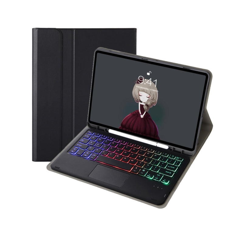 A07B-AS 양가죽 펜 슬롯 터치패드 블루투스 키보드 가죽 태블릿 케이스, iPad 9.7 2018&2017 / Pro 9.7 / Air 2용, iPad 10.2 2021&2020&2019/Air 2019/Pro 10.5용, iPad Air 11 2025 / 2024 / Air 2022&2020 / Pro 11 2021&2020&2018용